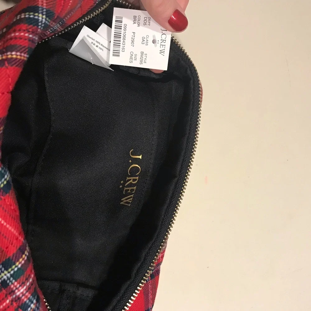 J Crew Factory Tartan Plain Cosmetics Case NWT - Picture 2 of 3
